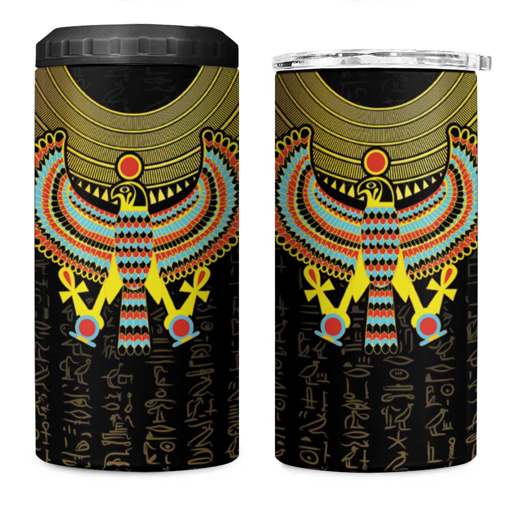 Ancient Egyptian 4 in 1 Can Cooler Tumbler Symbol of Horus The Falcon God