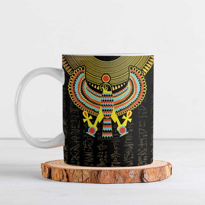 Ancient Egyptian Ceramic Mug Symbol of Horus The Falcon God