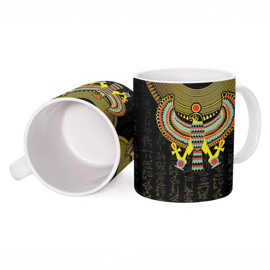 Ancient Egyptian Ceramic Mug Symbol of Horus The Falcon God