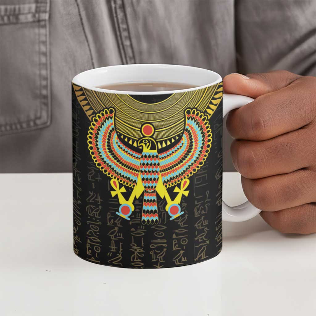 Ancient Egyptian Ceramic Mug Symbol of Horus The Falcon God