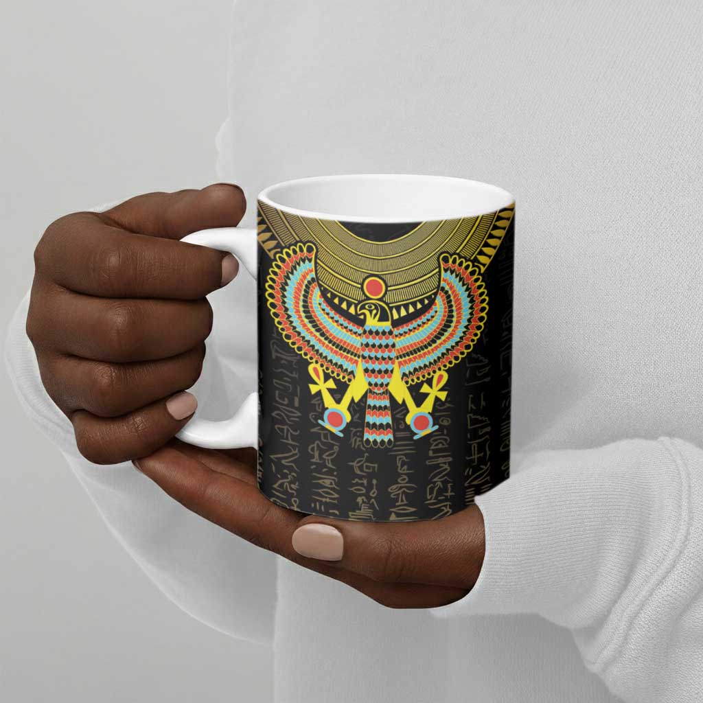Ancient Egyptian Ceramic Mug Symbol of Horus The Falcon God