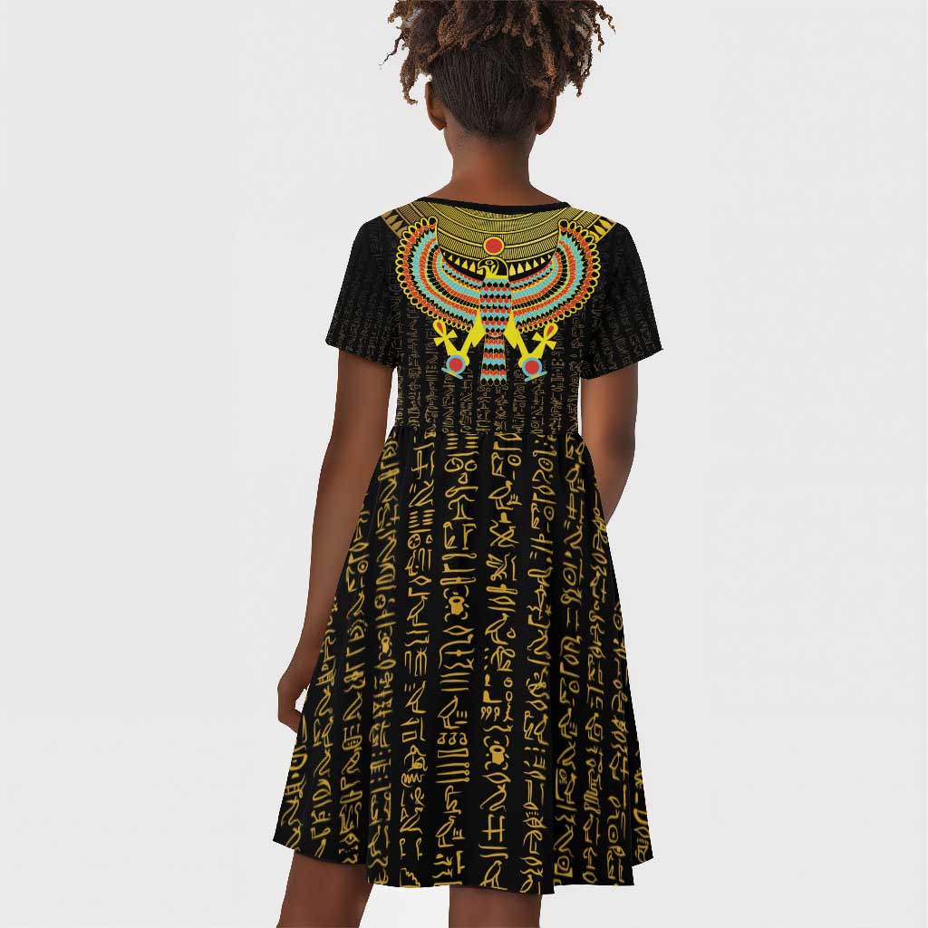 Ancient Egyptian Kid Short Sleeve Dress Symbol of Horus The Falcon God