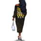 Ancient Egyptian Off The Shoulder Long Sleeve Dress Symbol of Horus The Falcon God