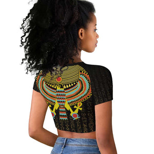 Ancient Egyptian Raglan Cropped T shirt Symbol of Horus The Falcon God