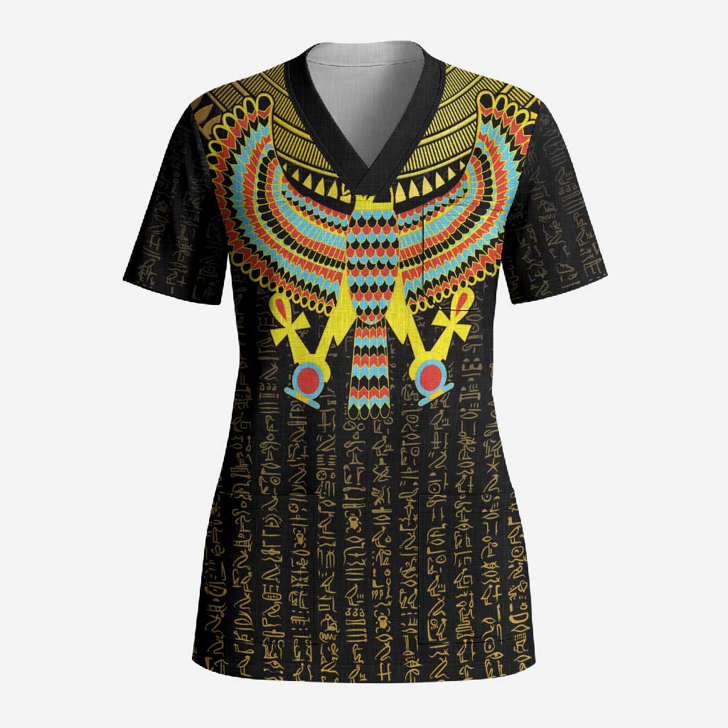 Ancient Egyptian Scrub Top Symbol of Horus The Falcon God