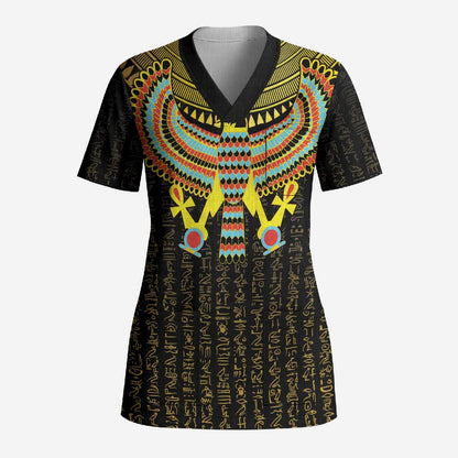 Ancient Egyptian Scrub Top Symbol of Horus The Falcon God