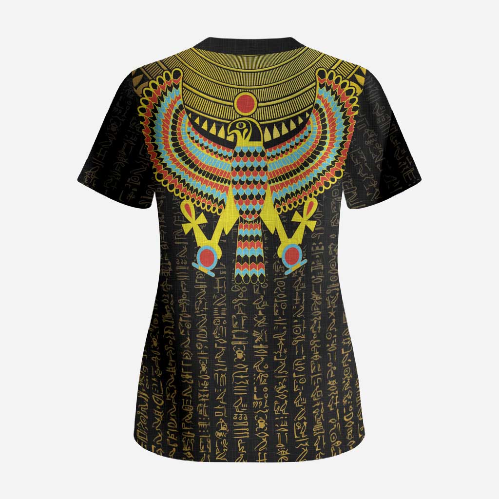 Ancient Egyptian Scrub Top Symbol of Horus The Falcon God