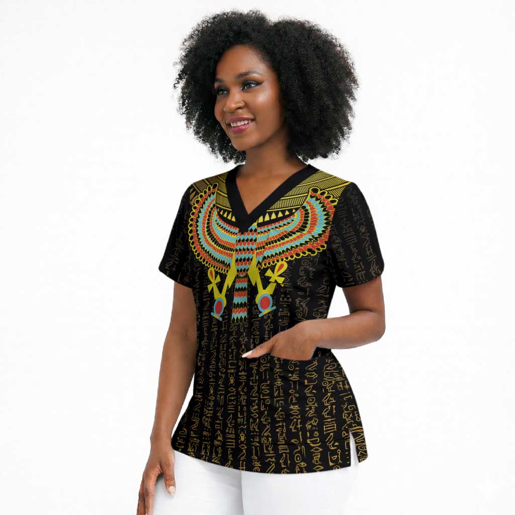 Ancient Egyptian Scrub Top Symbol of Horus The Falcon God