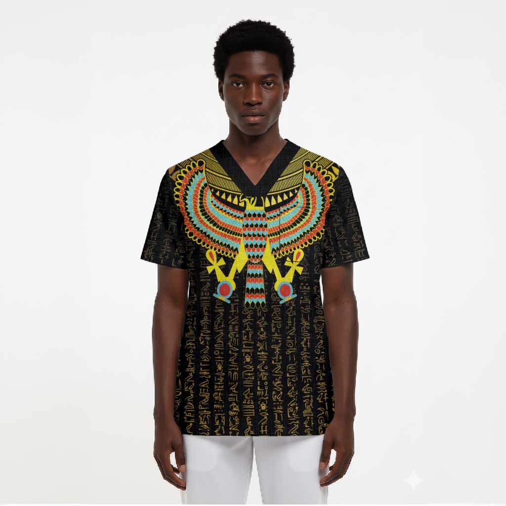 Ancient Egyptian Scrub Top Symbol of Horus The Falcon God