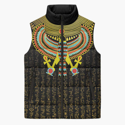 Ancient Egyptian Sleeveless Puffer Jacket Symbol of Horus The Falcon God