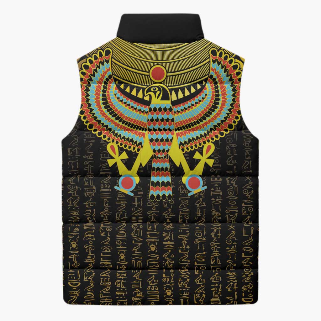 Ancient Egyptian Sleeveless Puffer Jacket Symbol of Horus The Falcon God
