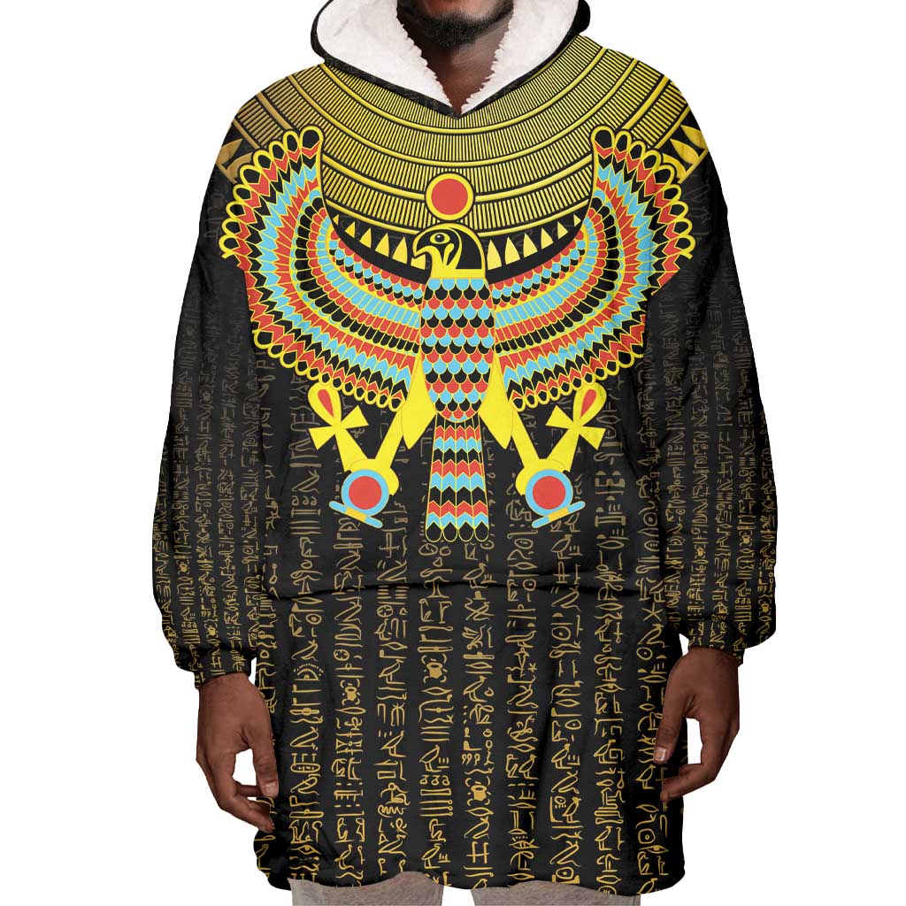 Ancient Egyptian Wearable Blanket Hoodie Symbol of Horus The Falcon God