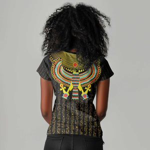 Ancient Egyptian Women V-Neck T-Shirt Symbol of Horus The Falcon God