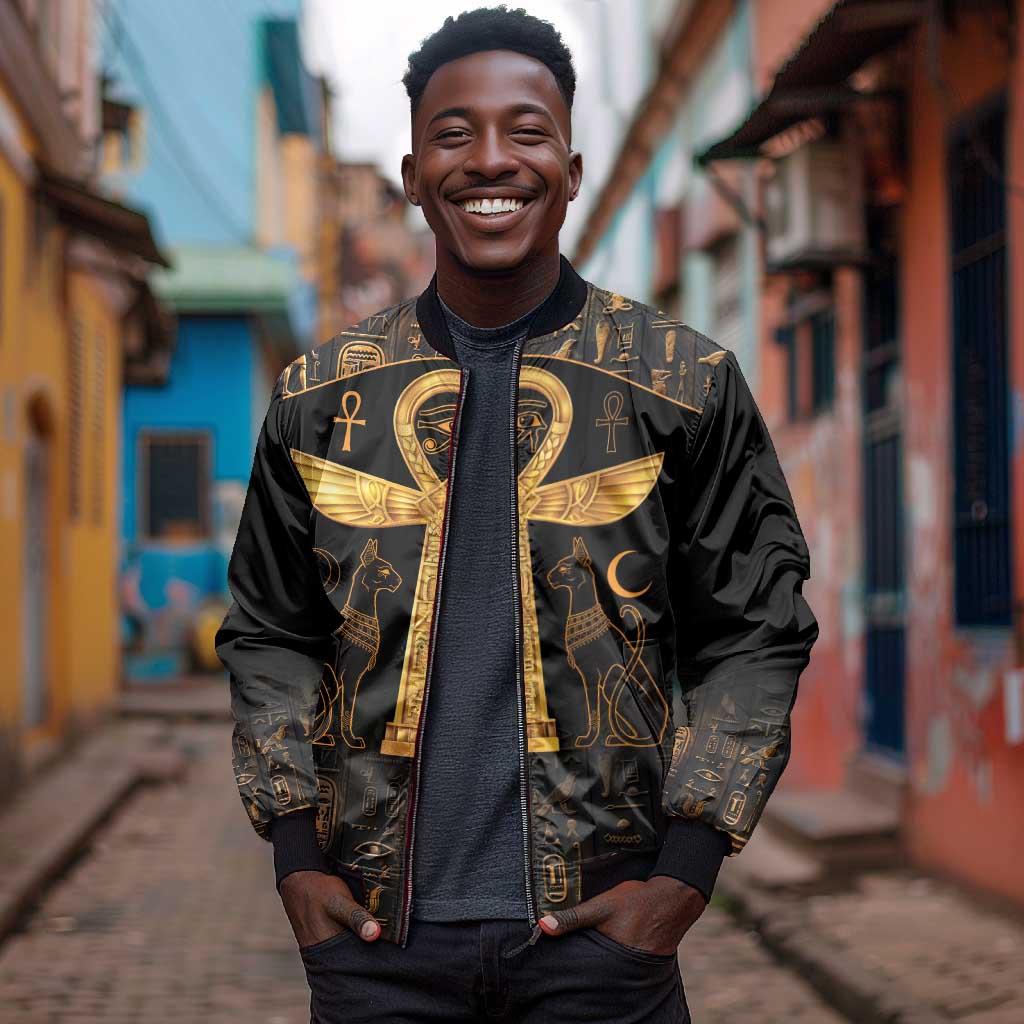 Ankh with Eye of Horus Bomber Jacket Ancient Egypt Culture