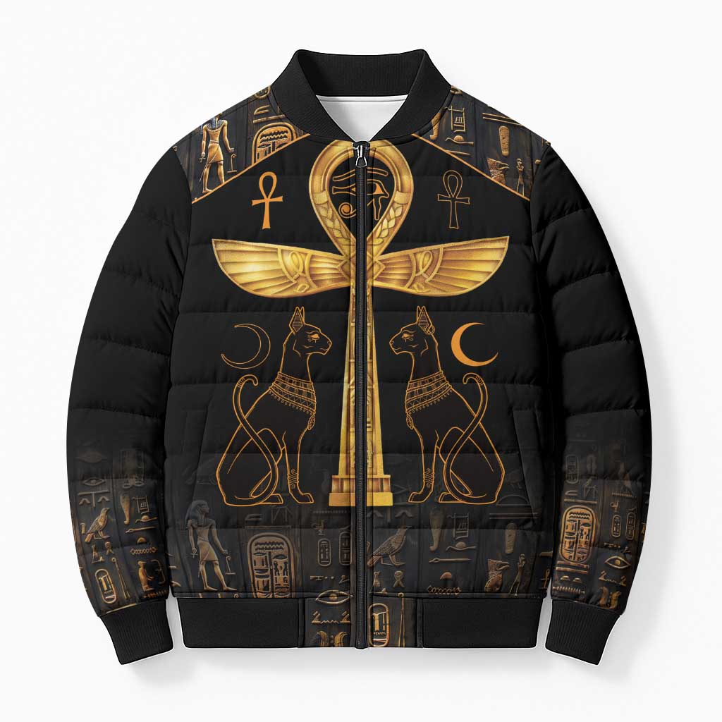 Ankh with Eye of Horus Bomber Puffer Jacket Ancient Egypt Culture
