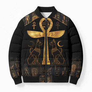 Ankh with Eye of Horus Bomber Puffer Jacket Ancient Egypt Culture