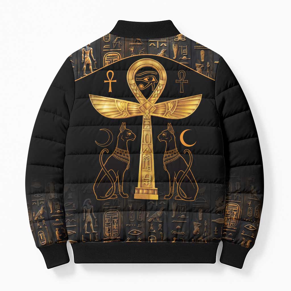 Ankh with Eye of Horus Bomber Puffer Jacket Ancient Egypt Culture