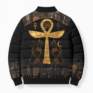 Ankh with Eye of Horus Bomber Puffer Jacket Ancient Egypt Culture