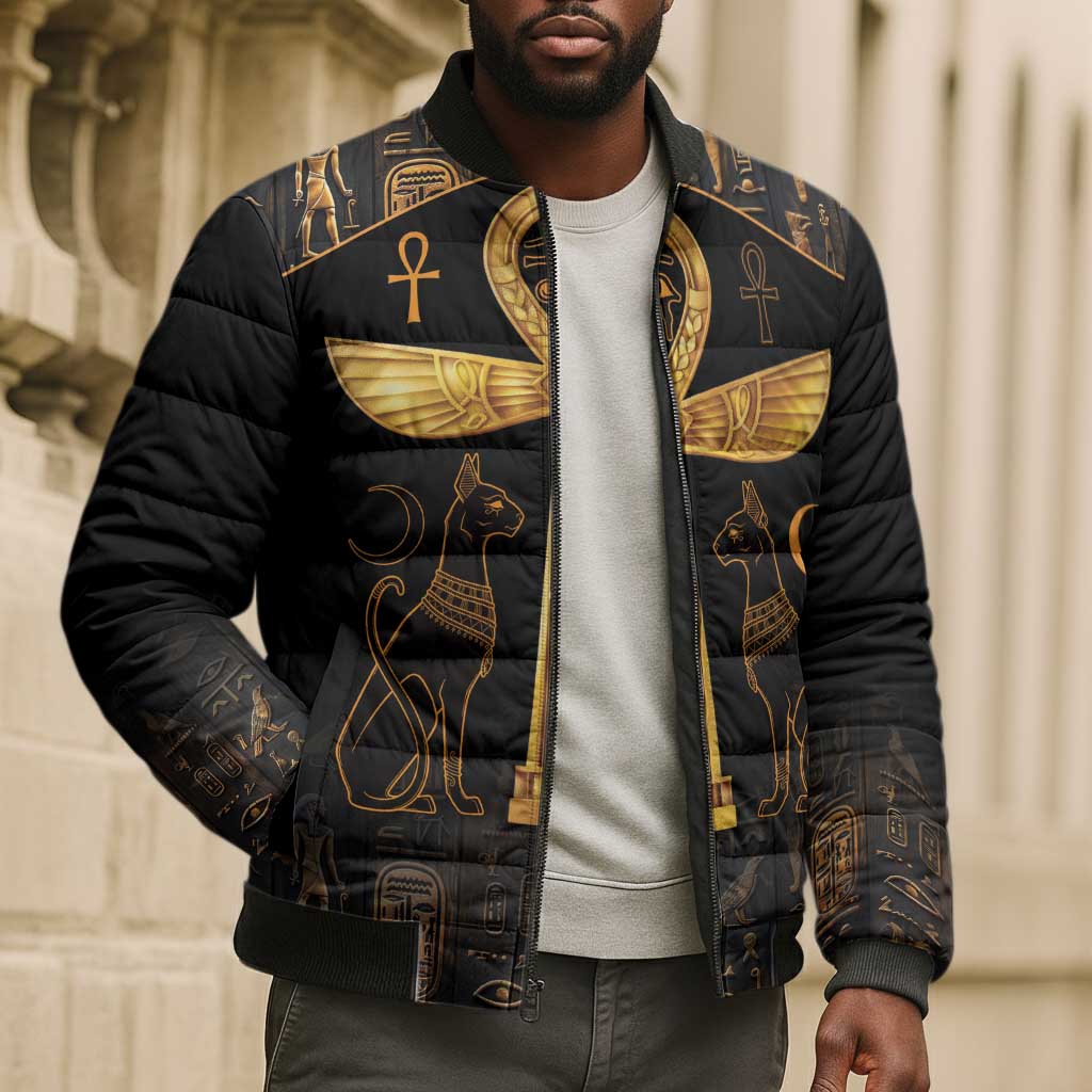 Ankh with Eye of Horus Bomber Puffer Jacket Ancient Egypt Culture