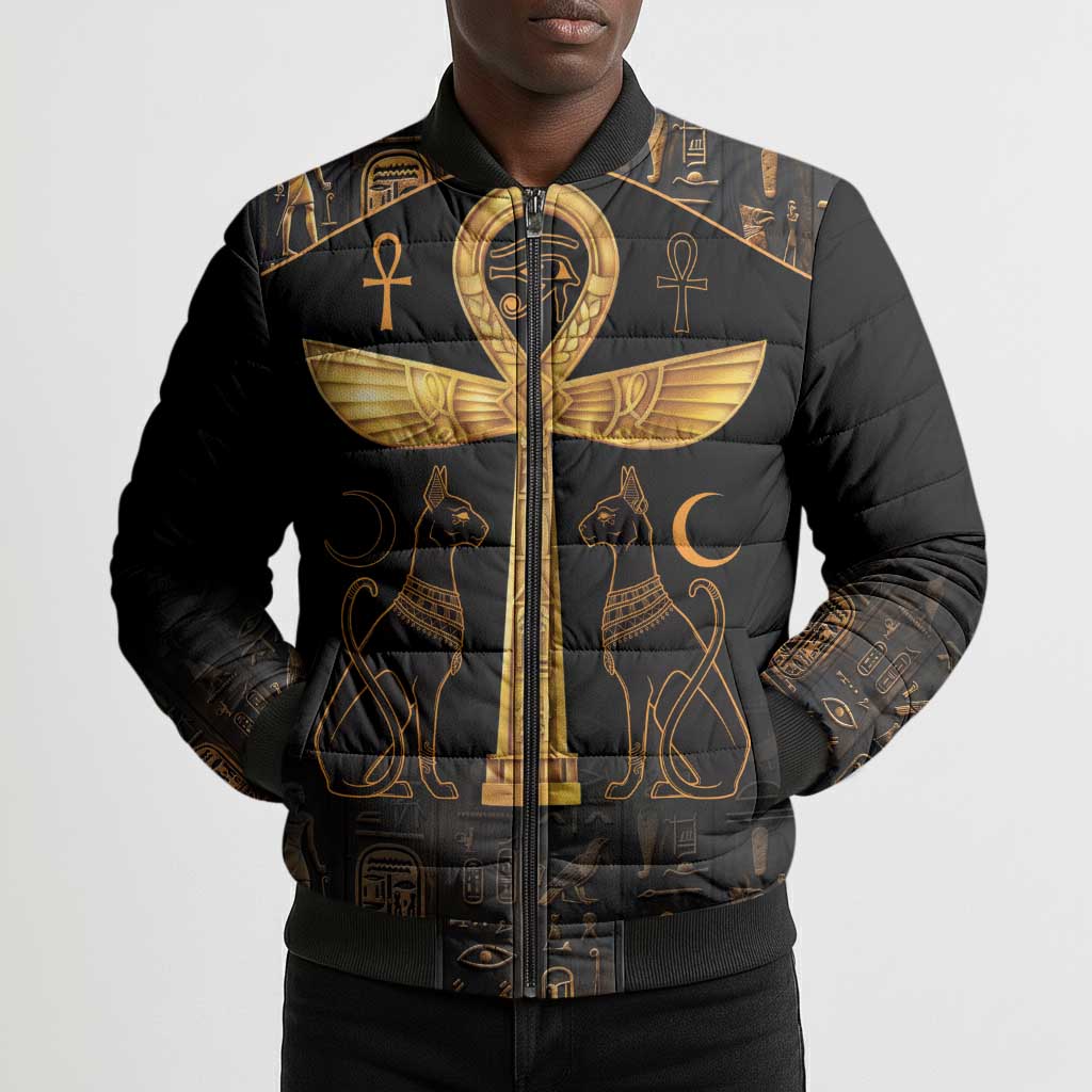 Ankh with Eye of Horus Bomber Puffer Jacket Ancient Egypt Culture