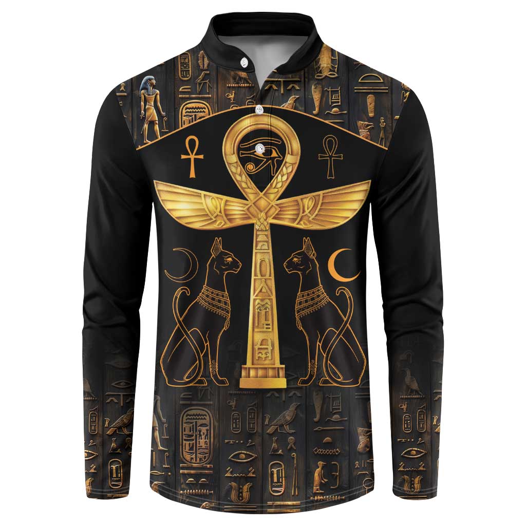 Ankh with Eye of Horus Button Sweatshirt Ancient Egypt Culture