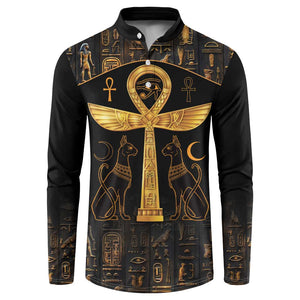 Ankh with Eye of Horus Button Sweatshirt Ancient Egypt Culture
