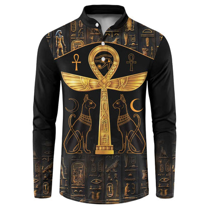 Ankh with Eye of Horus Button Sweatshirt Ancient Egypt Culture