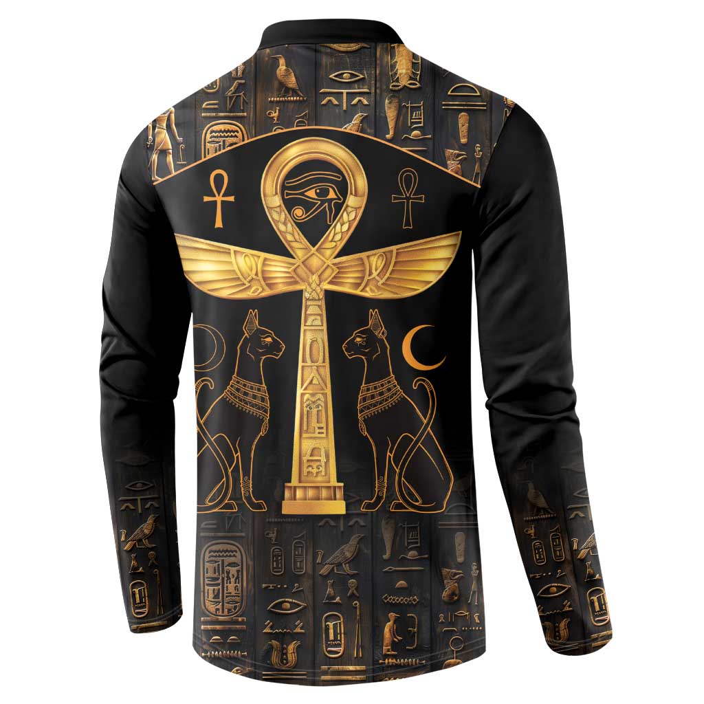 Ankh with Eye of Horus Button Sweatshirt Ancient Egypt Culture