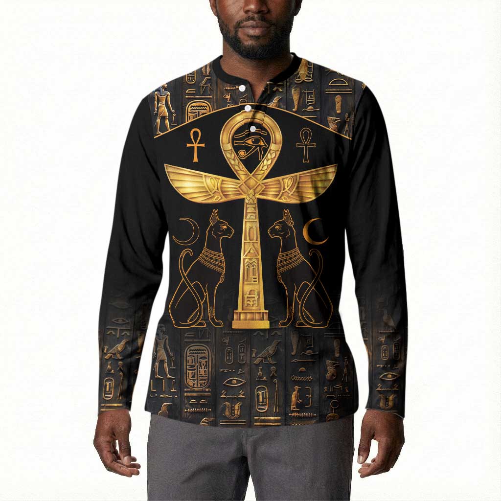 Ankh with Eye of Horus Button Sweatshirt Ancient Egypt Culture