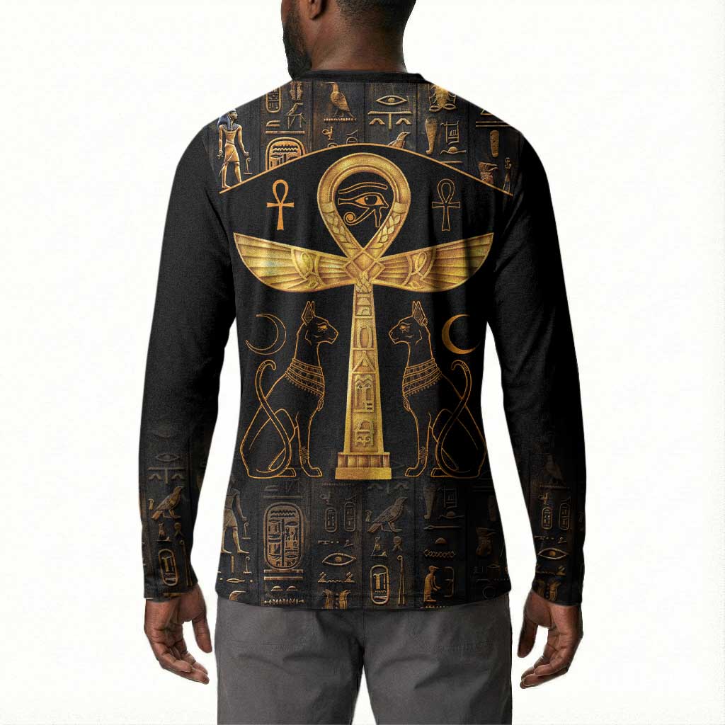 Ankh with Eye of Horus Button Sweatshirt Ancient Egypt Culture