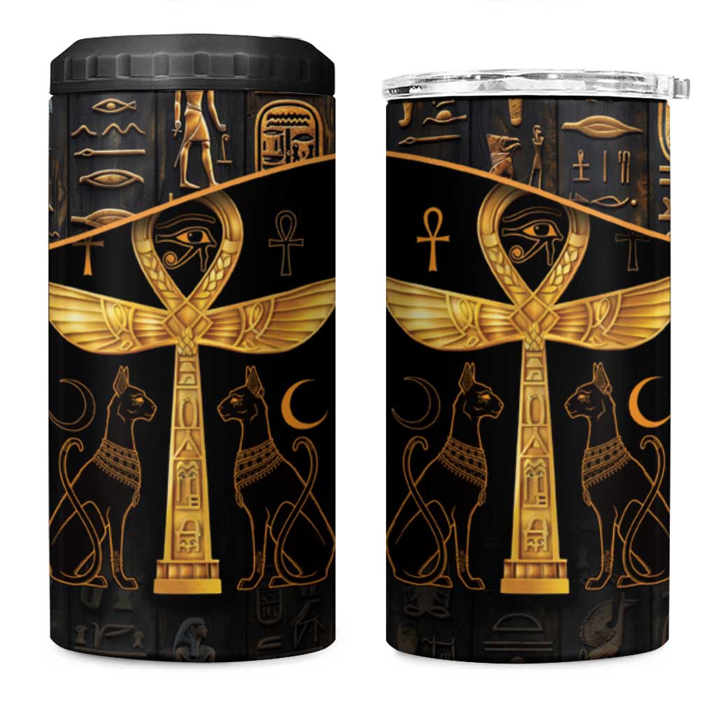 Ankh with Eye of Horus 4 in 1 Can Cooler Tumbler Ancient Egypt Culture