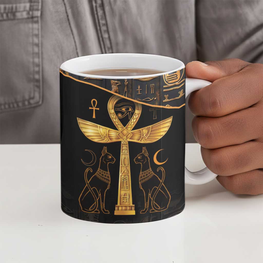 Ankh with Eye of Horus Ceramic Mug Ancient Egypt Culture