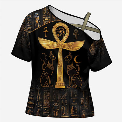 Ankh with Eye of Horus Cross Shoulder Shirt Ancient Egypt Culture