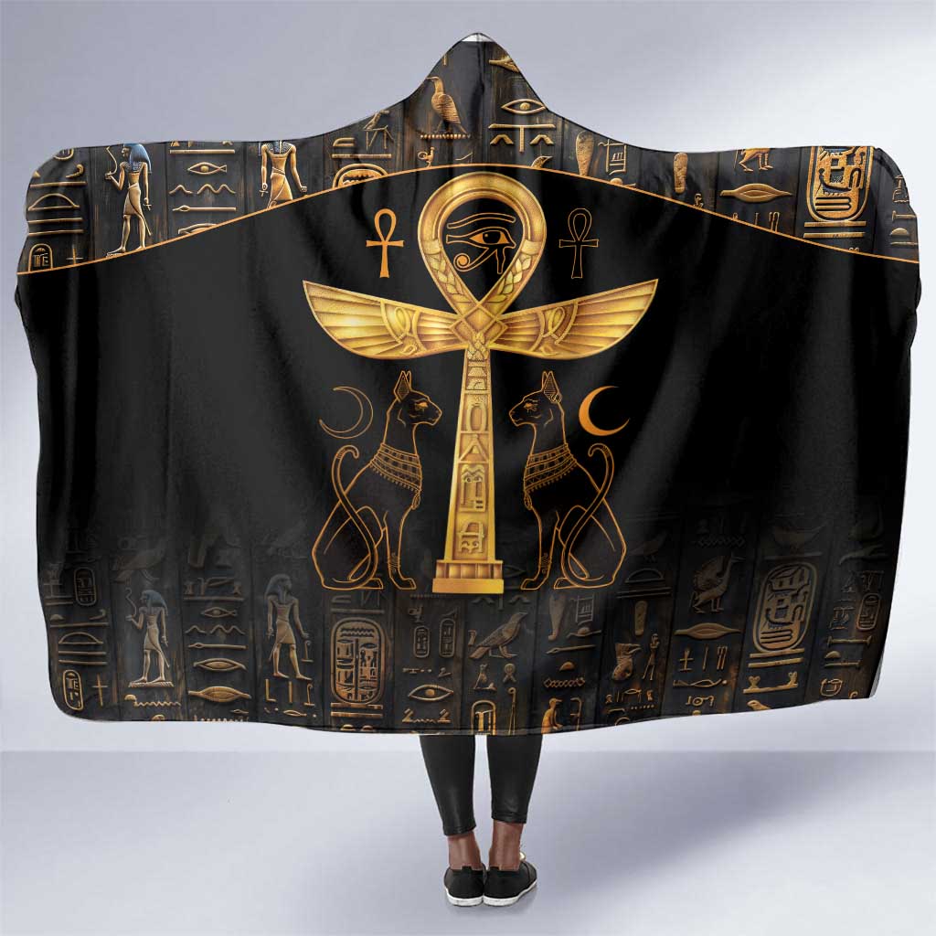 Ankh with Eye of Horus Hooded Blanket Ancient Egypt Culture