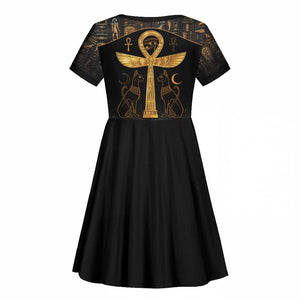 Ankh with Eye of Horus Kid Short Sleeve Dress Ancient Egypt Culture