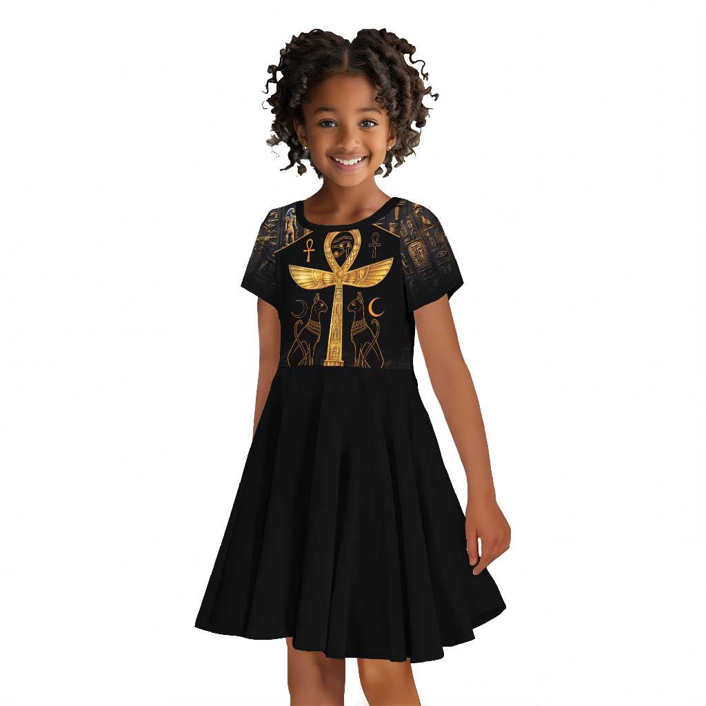 Ankh with Eye of Horus Kid Short Sleeve Dress Ancient Egypt Culture