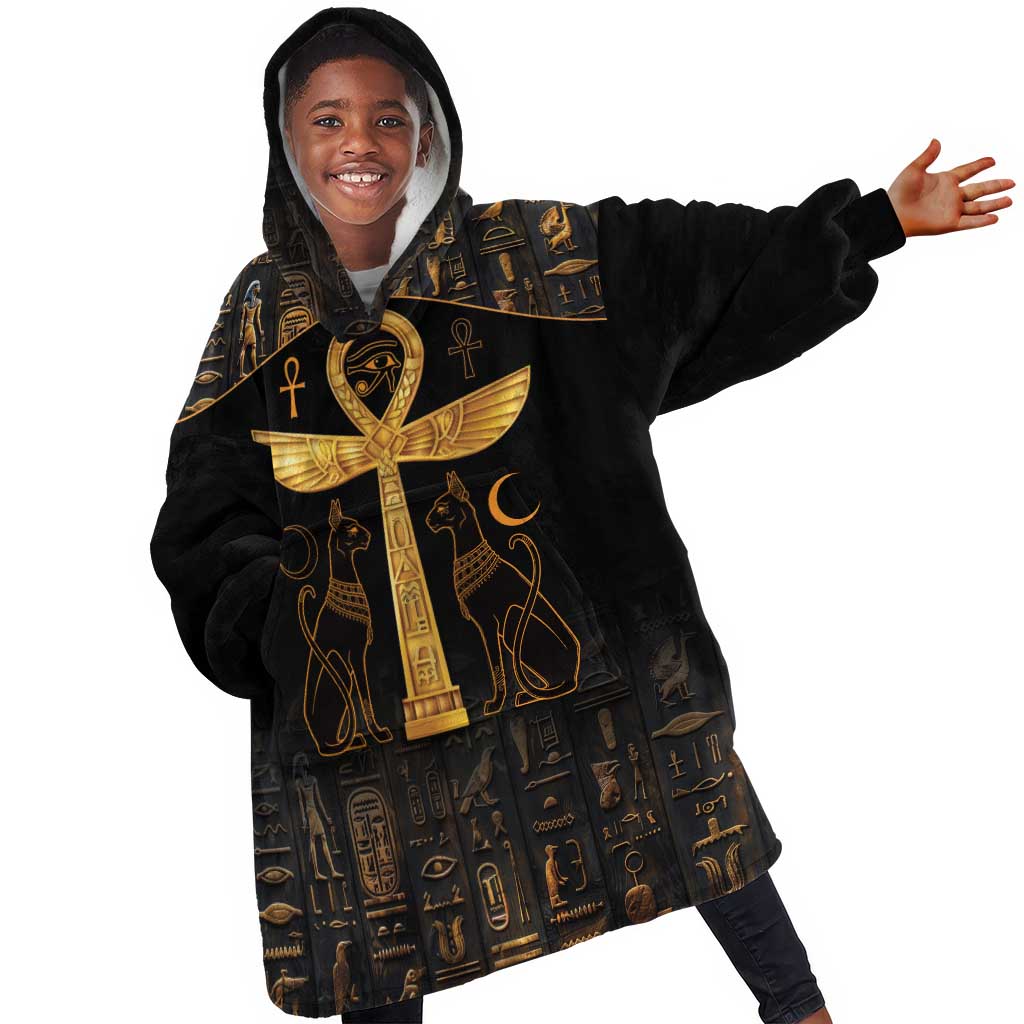 Ankh with Eye of Horus KId Wearable Blanket Hoodie Ancient Egypt Culture