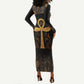 Ankh with Eye of Horus Long Sleeve Bodycon Dress Ancient Egypt Culture LT9