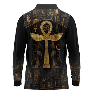 Ankh with Eye of Horus Long Sleeve Polo Shirt Ancient Egypt Culture