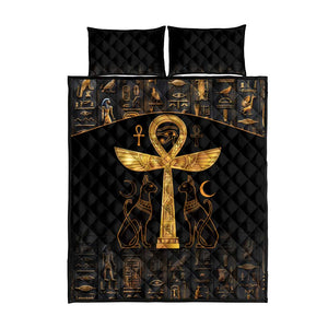 Ankh with Eye of Horus Quilt Bed Set Ancient Egypt Culture