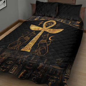 Ankh with Eye of Horus Quilt Bed Set Ancient Egypt Culture