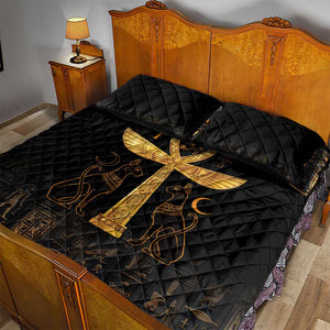 Ankh with Eye of Horus Quilt Bed Set Ancient Egypt Culture