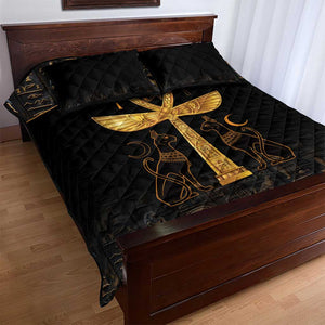 Ankh with Eye of Horus Quilt Bed Set Ancient Egypt Culture