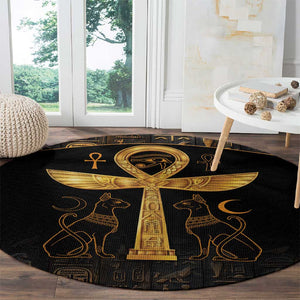 Ankh with Eye of Horus Round Carpet Ancient Egypt Culture