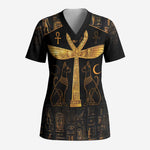 Ankh with Eye of Horus Scrub Top Ancient Egypt Culture