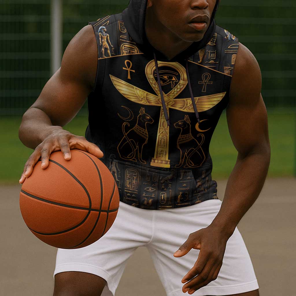 Ankh with Eye of Horus Sleeveless Hoodie Ancient Egypt Culture - African Pride