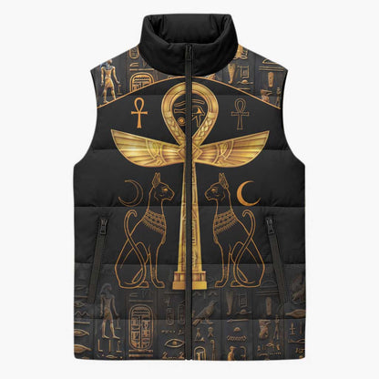 Ankh with Eye of Horus Sleeveless Puffer Jacket Ancient Egypt Culture