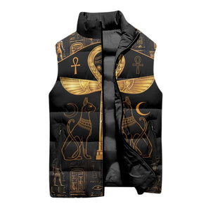 Ankh with Eye of Horus Sleeveless Puffer Jacket Ancient Egypt Culture