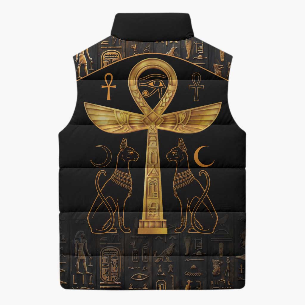 Ankh with Eye of Horus Sleeveless Puffer Jacket Ancient Egypt Culture