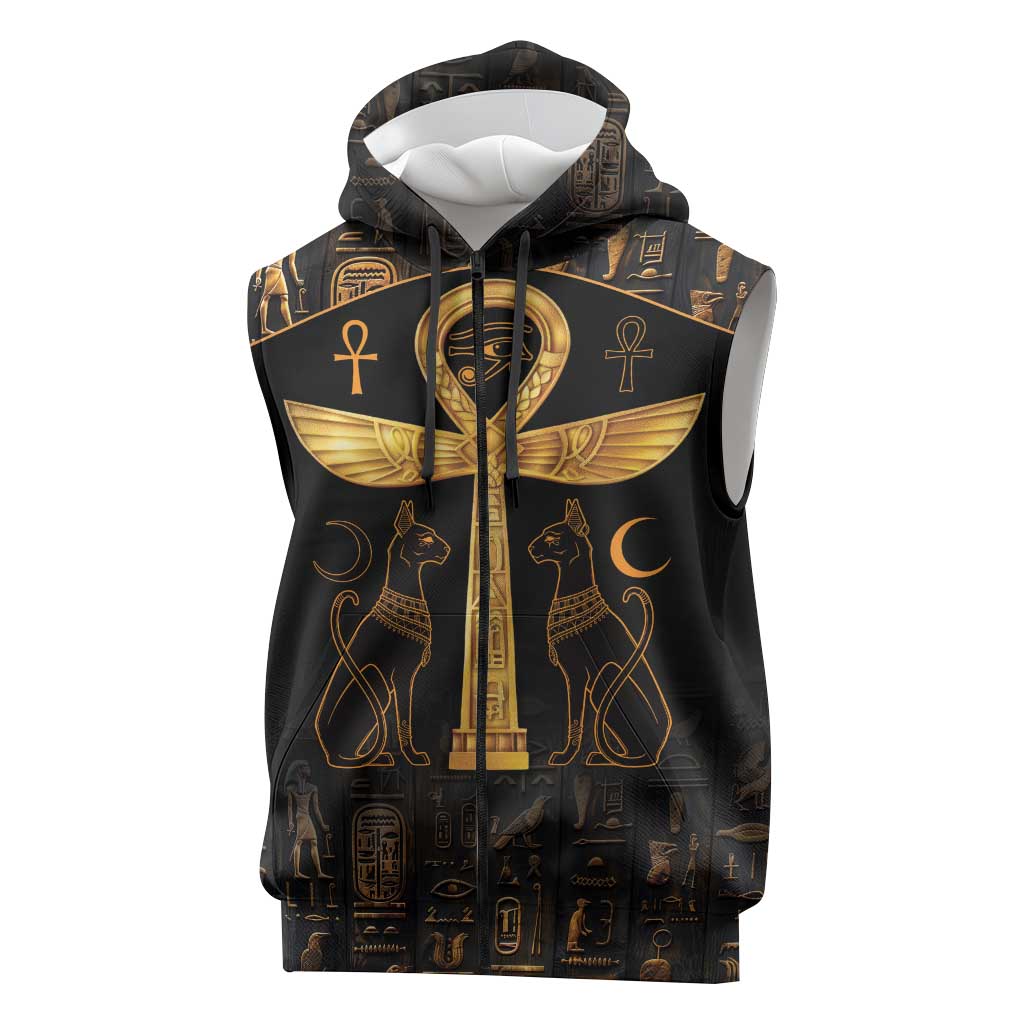 Ankh with Eye of Horus Sleeveless Zip Hoodie Ancient Egypt Culture - African Pride
